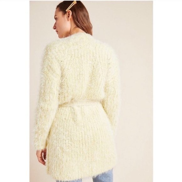 Anthropologie Yellow Larkin Shimmer Sweater Belted - Picture 2 of 10